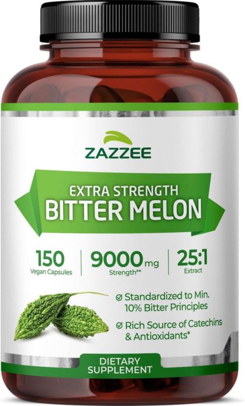 Zazzee Bitter Melon 9000 Mg Melón Amargo Azúcar 150 Cáps Sabor Sin Sabor