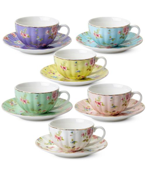 Tazas de té Brew To A Tea 210 ml juego de 6 con diseño floral