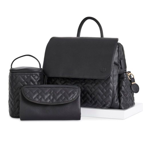 Mochila Portabebés Hannah & Sophia Traveler Set de Viaje de 4 Piezas con Puerto de Carga USB‑C Sistema de Organización de 11 Bolsillos Bolsa para