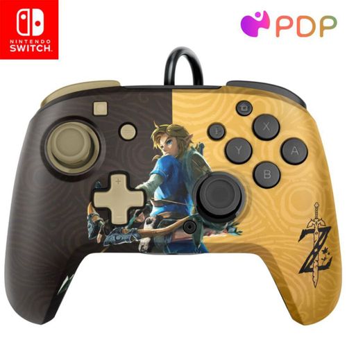 Controlador Pro PDP Zelda Oro/Negro con cable para Nintendo Switch