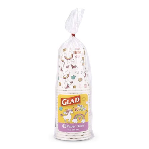 Vasos de papel Glad 268 ml Unicornio - Pack de 20