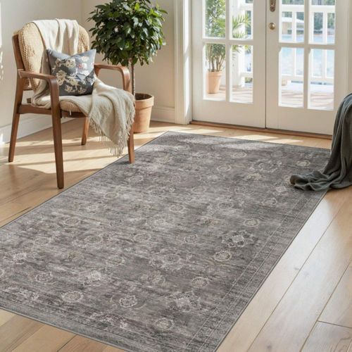 Alfombra Rugxara 91 × 150 cm Lavable - Color Topo/Gris