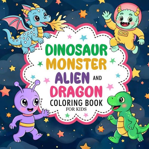 Libro para colorear Majosta de dinosaurios monstruos alienígenas y dragones para niños