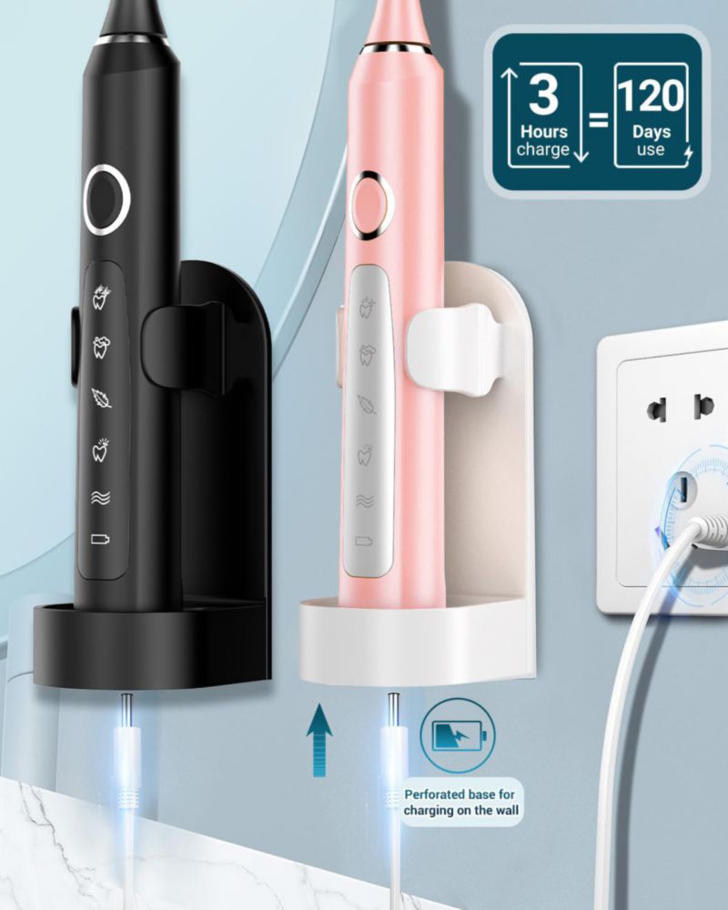 Cepillo de dientes eléctrico Rtauys pack de 2 recargable negro y rosa