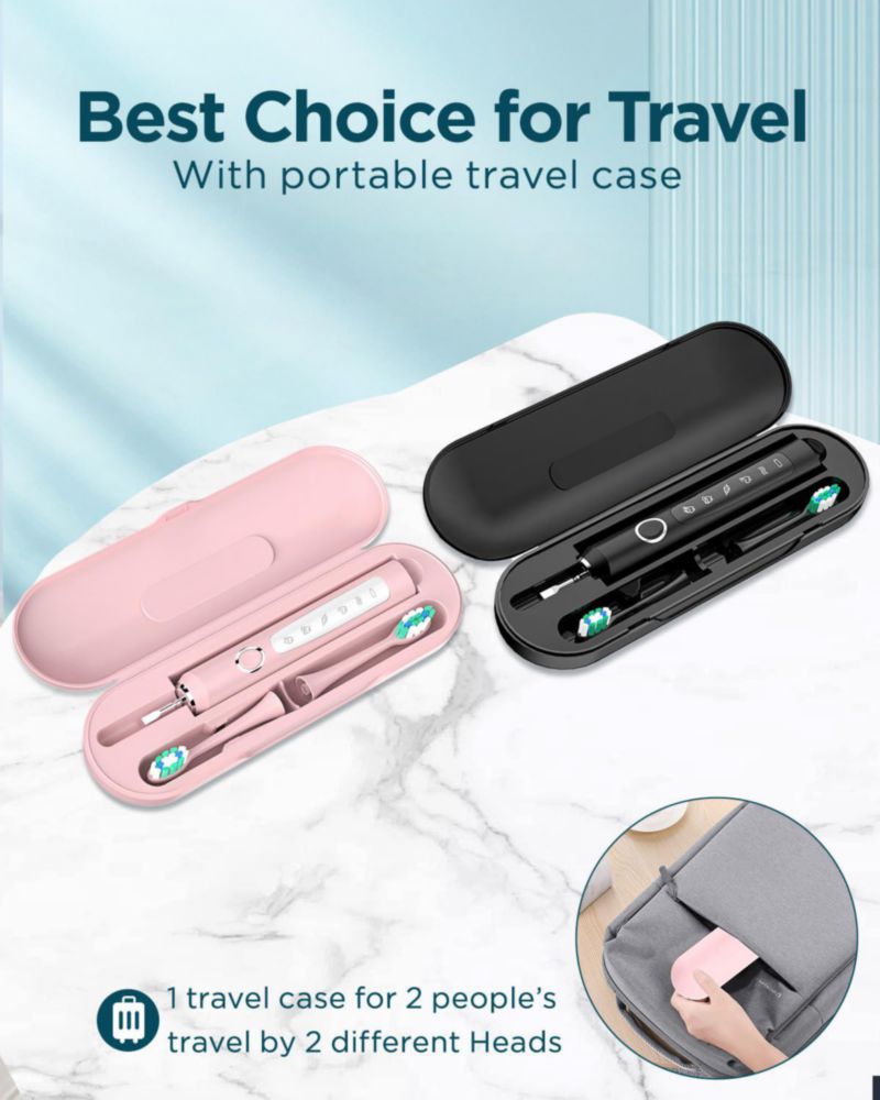 Cepillo de dientes eléctrico Rtauys pack de 2 recargable negro y rosa