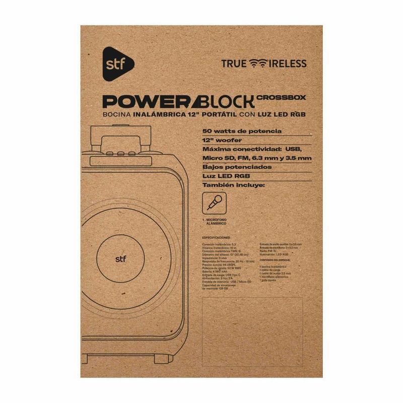 Bafle Inalámbrico STF Power Block Crossbox 12" Negro