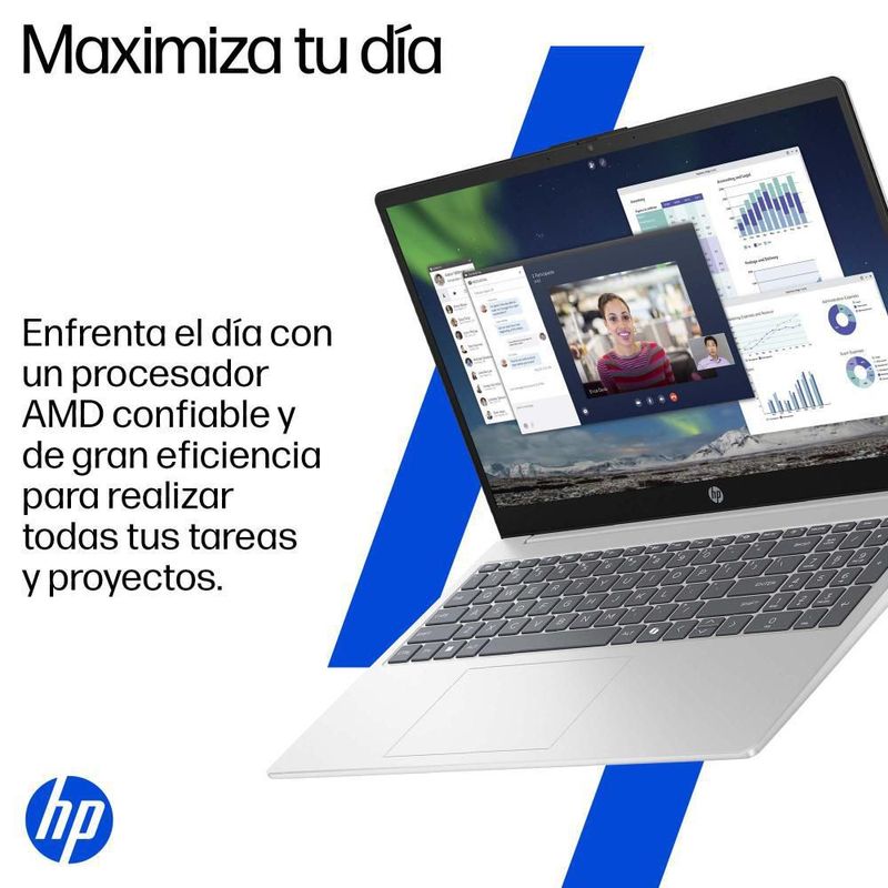 Laptop HP 15-fc0265la AMD Ryzen5 8GB RAM 512GB SSD Plata