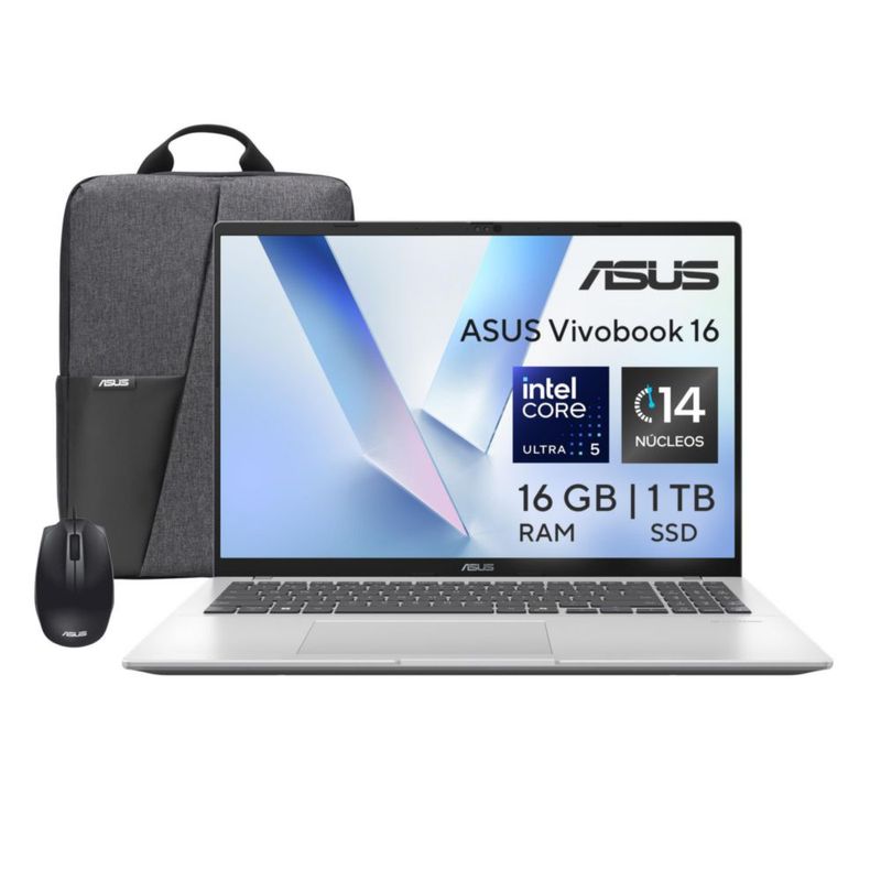 Laptop Asus Vivobook 16 Core Ultra 5 16GB RAM 1TB SSD Cool Silver