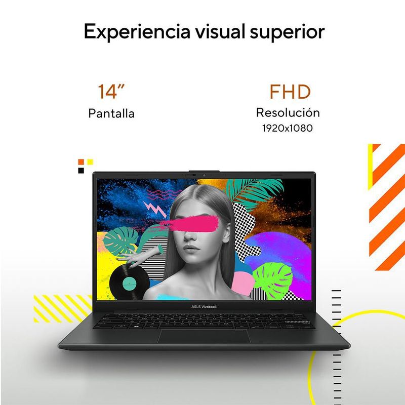 Laptop Asus Vivobook Go 14 AMD Ryzen3 8GB RAM 512GB SSD Negra
