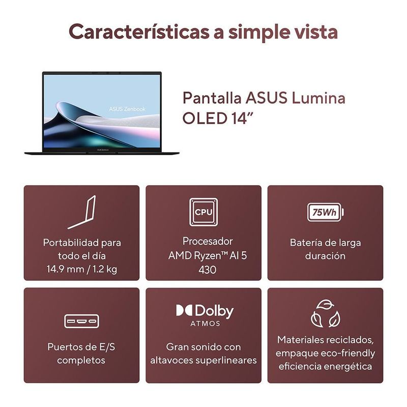 Laptop Asus Zebook 14 Ryzen AI 5 32GB RAM 512GB SSD