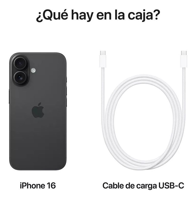 Apple iPhone 16 128GB Negro - Nuevo y Libre - Pantalla 6.1" Super Retina XDR, Chip A18, Cámara 48MP y Control de la Cámara.
