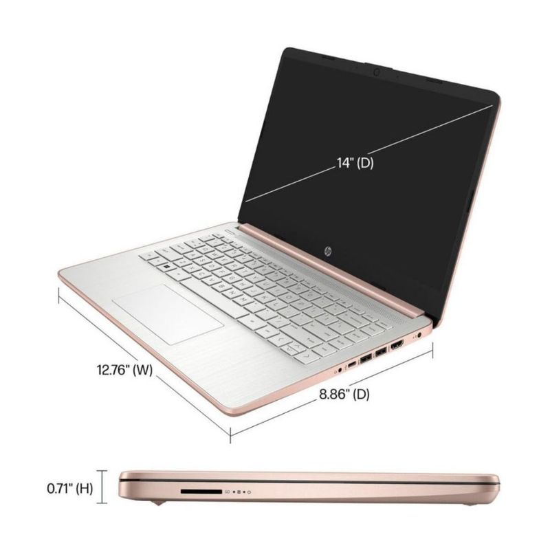 Laptop HP 14-dq6015dx Intel N150 4GB RAM 128GB SSD Rosa Windows 11 + Office incluido + Mouse