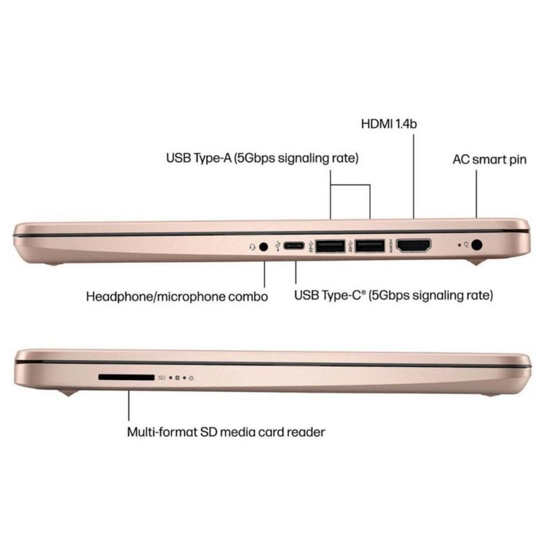 Laptop HP 14-dq6015dx Intel N150 4GB RAM 128GB SSD Rosa Windows 11 + Office incluido + Mouse