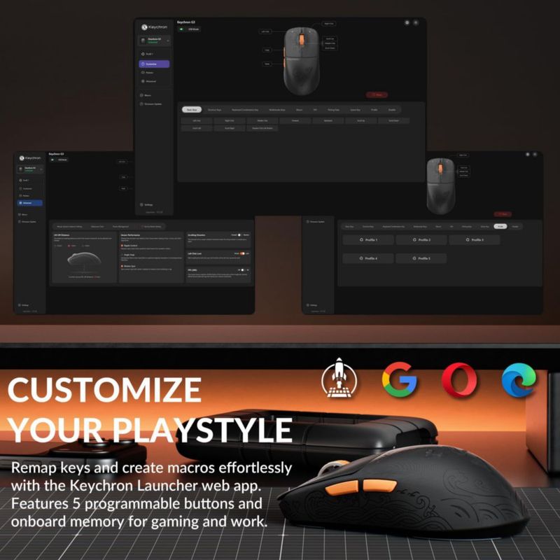 Mouse Keychron G3 8K Inalámbrico 30000 DPI 47g Negro