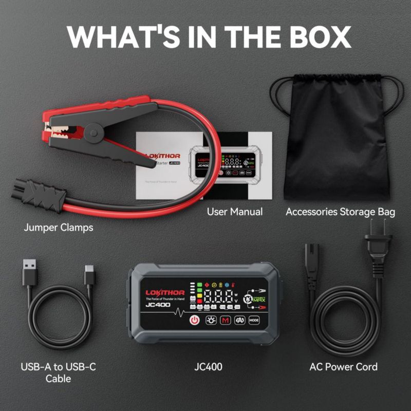 Cargador de batería para auto LOKITHOR JC400 arrancador de 2500 A