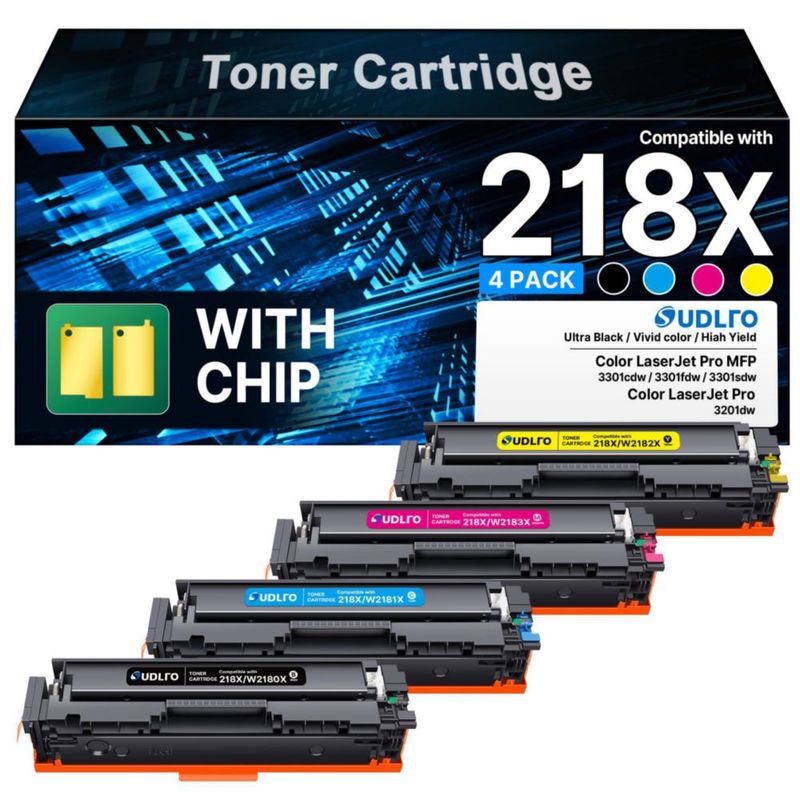 Cartuchos de tóner SUDLTO 218X paquete de 4 con chip