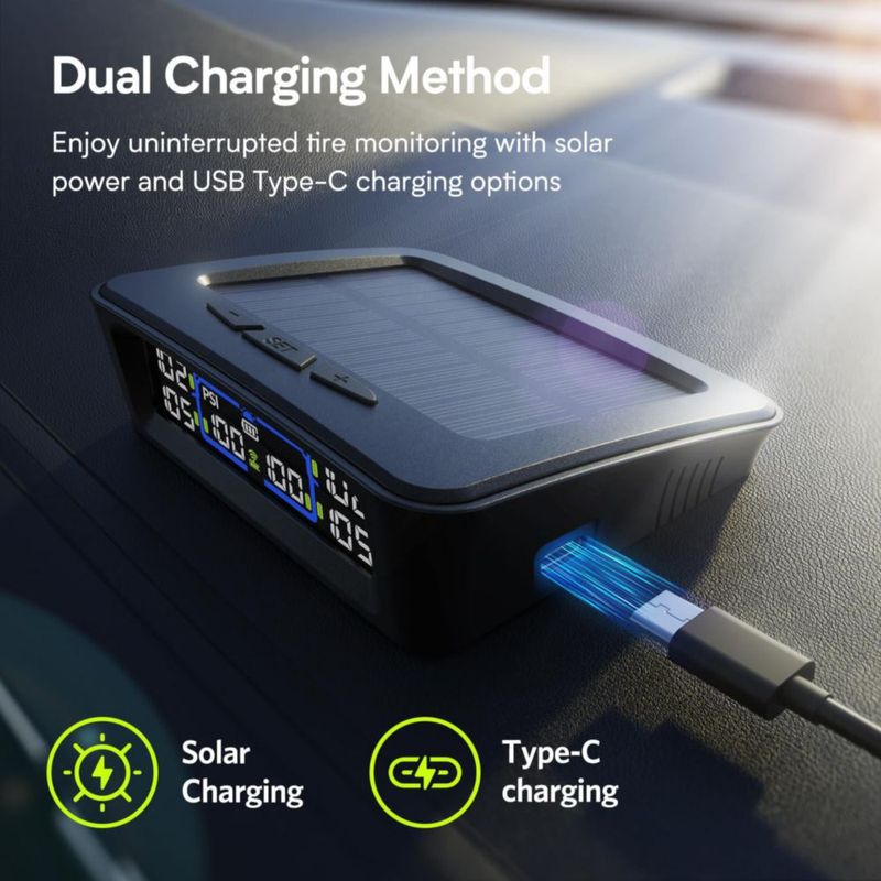 Monitor de presión de neumáticos para RV Tymate TM12 6 sensores solar y USB