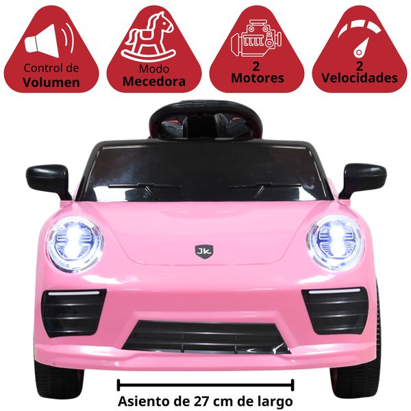 Montable Eléctrico Para Niños Mini Deportivo Con Control Remoto Luces Sonido Y Cinturón De Seguridad 6v - Rosa