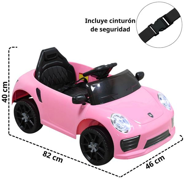 Montable Eléctrico Para Niños Mini Deportivo Con Control Remoto Luces Sonido Y Cinturón De Seguridad 6v - Rosa