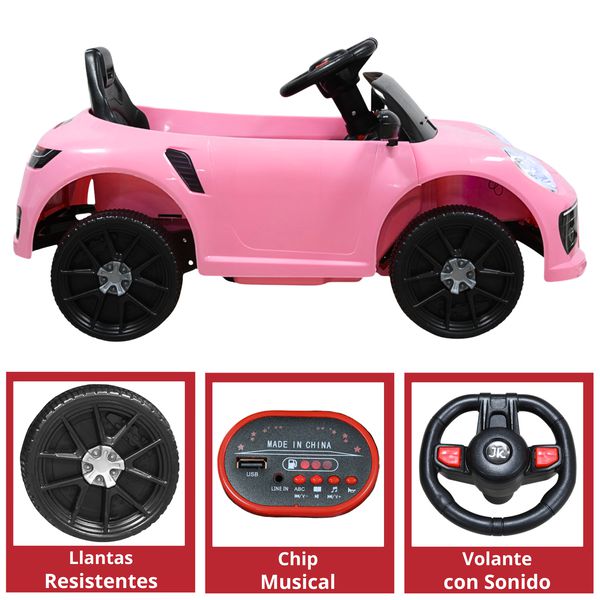 Montable Eléctrico Para Niños Mini Deportivo Con Control Remoto Luces Sonido Y Cinturón De Seguridad 6v - Rosa