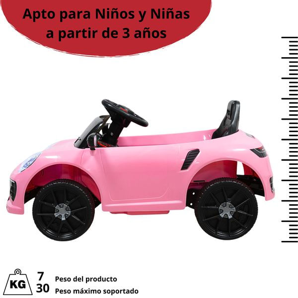 Montable Eléctrico Para Niños Mini Deportivo Con Control Remoto Luces Sonido Y Cinturón De Seguridad 6v - Rosa