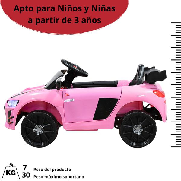 Montable Eléctrico Para Niños Auto Deportivo Con Control Remoto Luces Sonido Y Cinturón De Seguridad 6v - Rosa