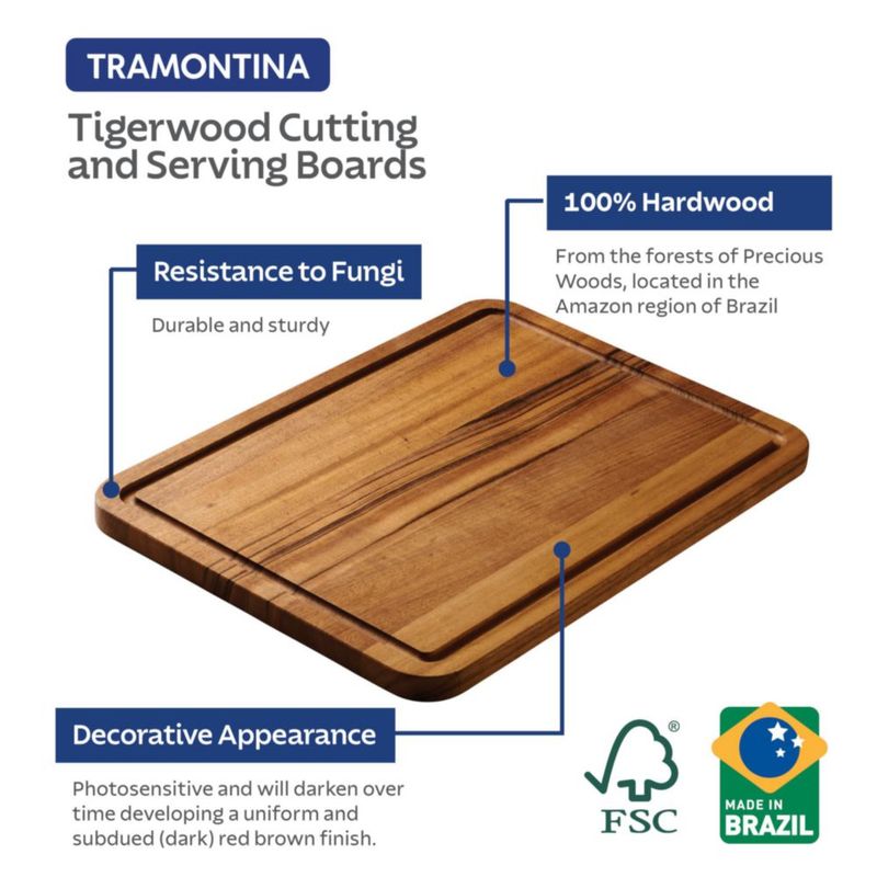 Juego de tablas de cortar Tramontina 38x28 cm madera de tigre FSC