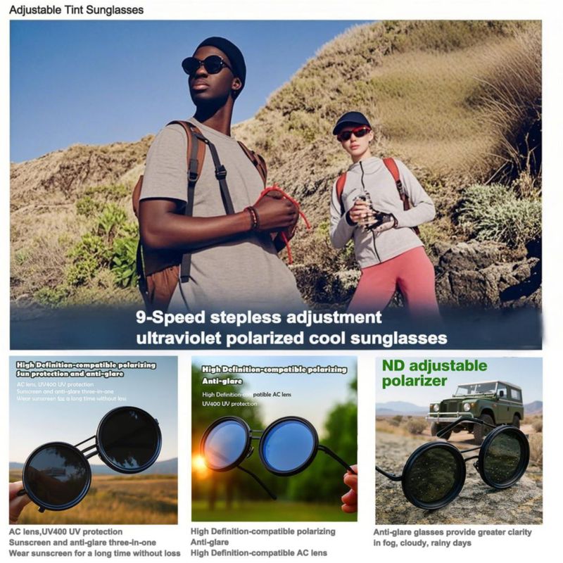 Gafas de sol Minedmh ajustables polarizadas UV400 doradas