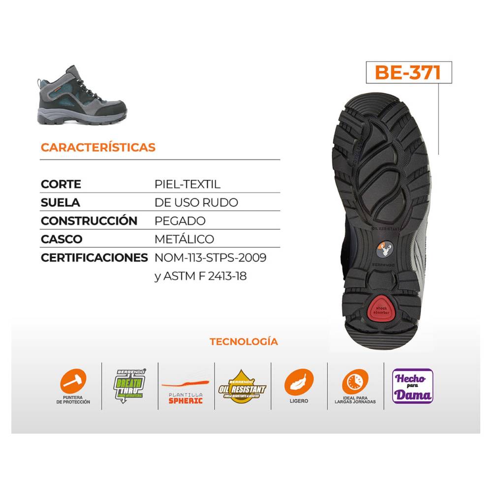 Bota de seguridad para dama Berrendo BE-371GRIS - Who has the best price? -  Nau