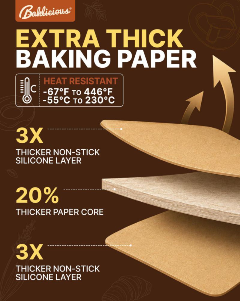 Papel de hornear BAKLICIOUS 23 × 33 cm 220 piezas sin blanquear