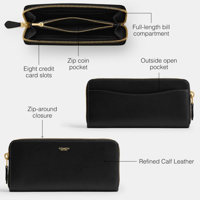 Cartera Coach New York Delgada con Cremallera Tipo Acordeón