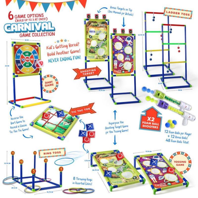 Juego de Lanzamiento de Dianas Carnival Craze 6 en 1 para Niños (Exterior)