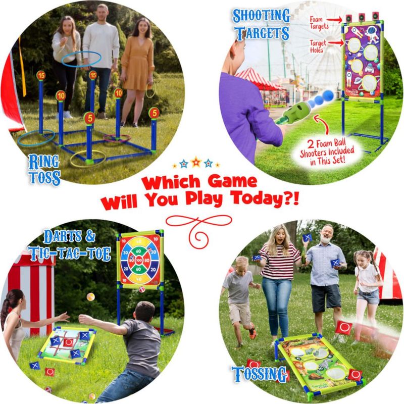 Juego de Lanzamiento de Dianas Carnival Craze 6 en 1 para Niños (Exterior)