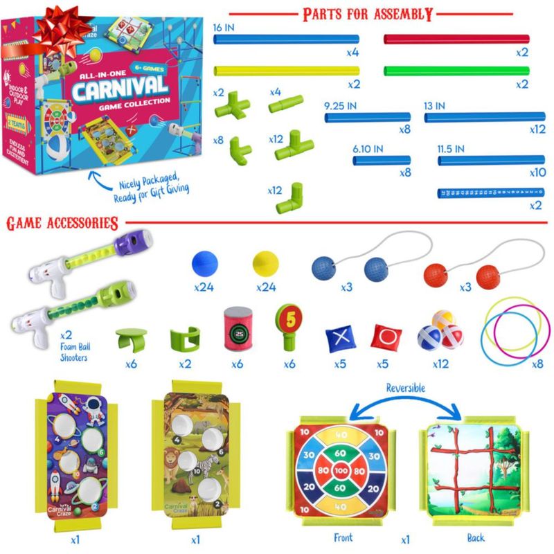Juego de Lanzamiento de Dianas Carnival Craze 6 en 1 para Niños (Exterior)