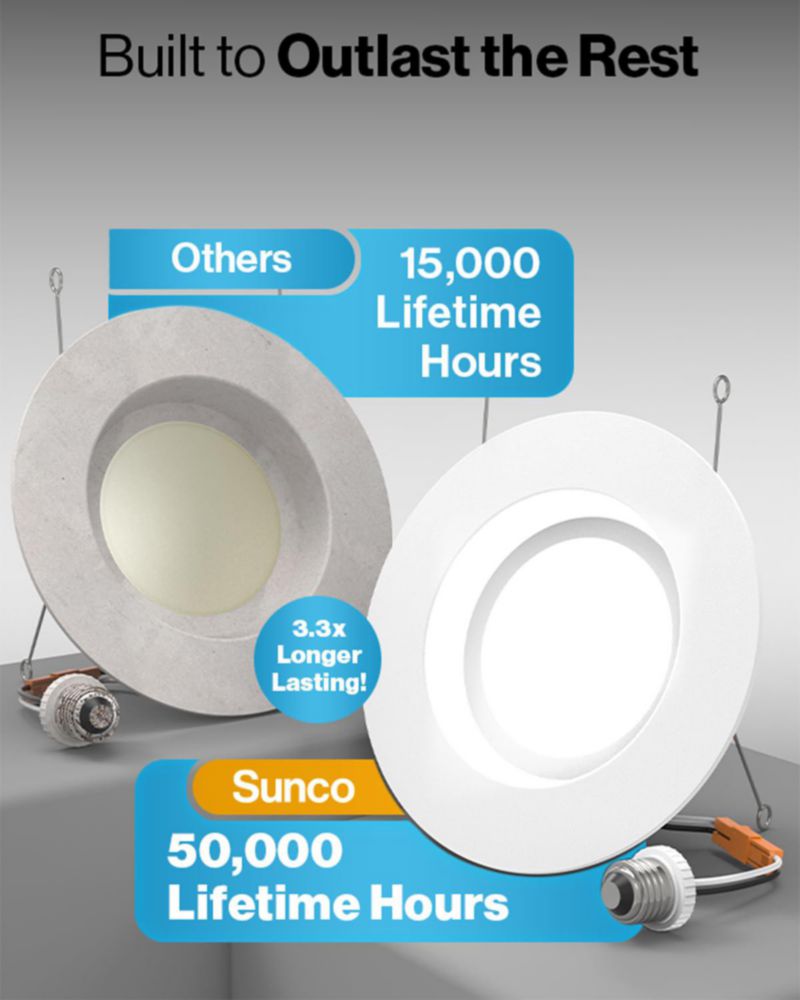 Luces LED empotrables Sunco de 6 pulgadas retrofit regulables 5000 K