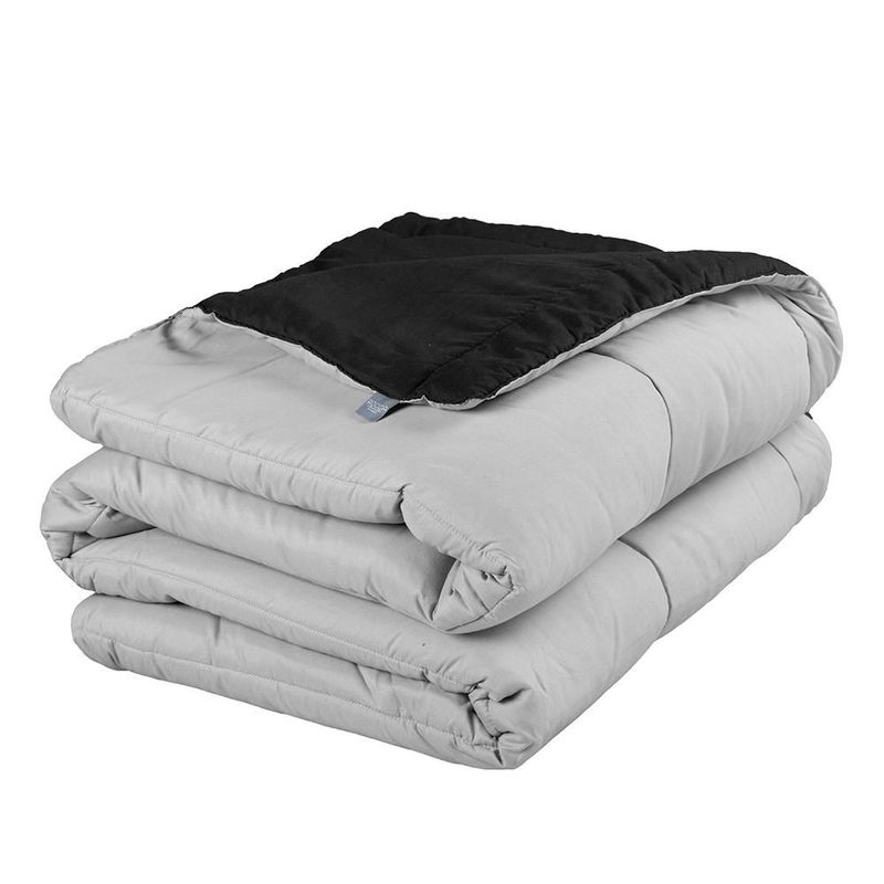 Edredon Dos vistas King Size Rogga Negro-Gris Claro+ Almohada Frosty  2 CDZ