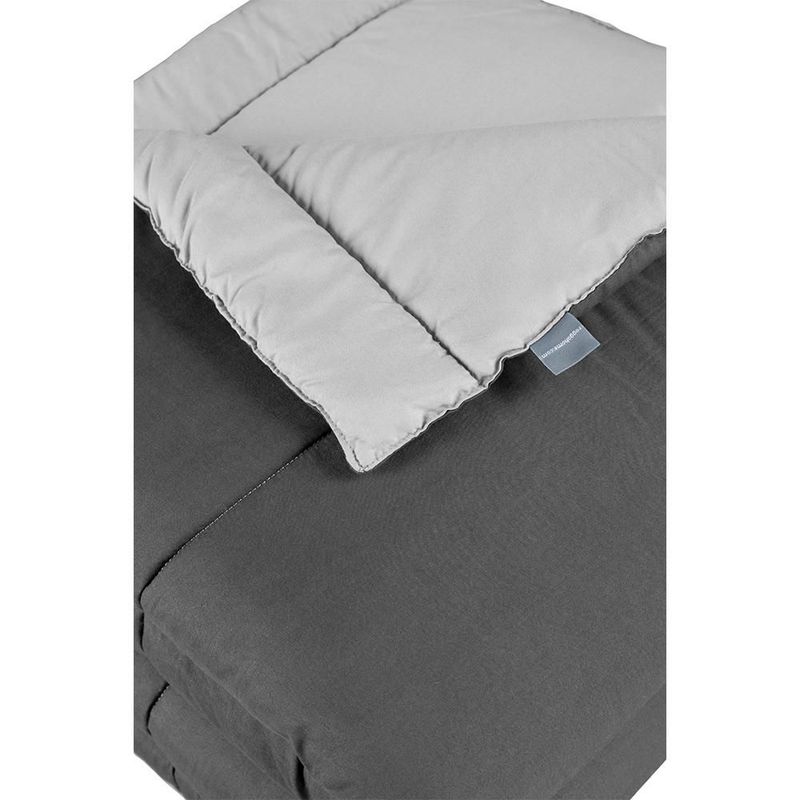 Edredon Dos vistas King Size Rogga Gris Oscuro-Gris Claro+ Sabanas Royal Gris Perla+ Almohada Royal Twin CDZ