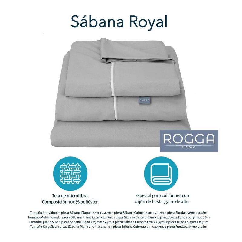 Edredon Dos vistas King Size Rogga Gris Oscuro-Gris Claro+ Sabanas Royal Gris Perla+ Almohada Royal Twin CDZ