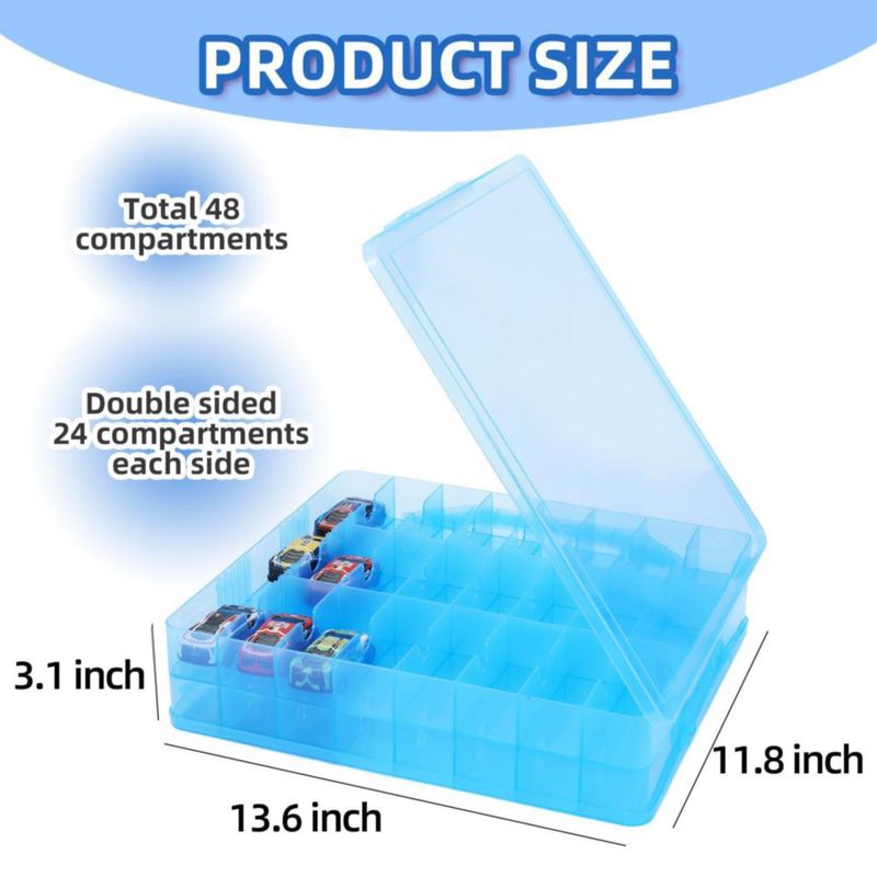 Organizador de Coche de Juguete HeIiLan 48 Compartimentos (Azul)