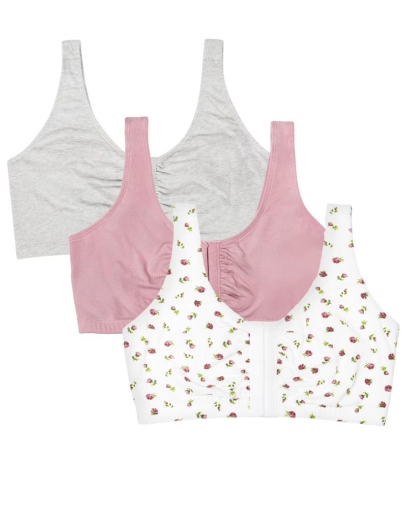 Fruit of the Loom Sujetador Deportivo de Cierre Frontal - Pack de 3