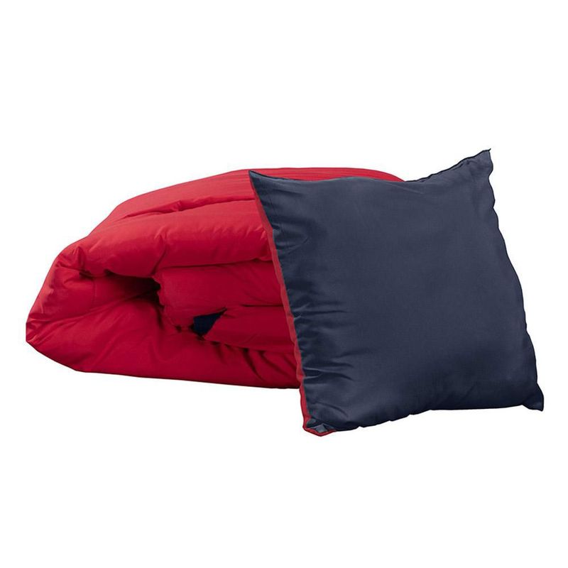 Set de Edredón Individual Doble Vista Couzy Rojo-Azul Marino + Almohada One TRY