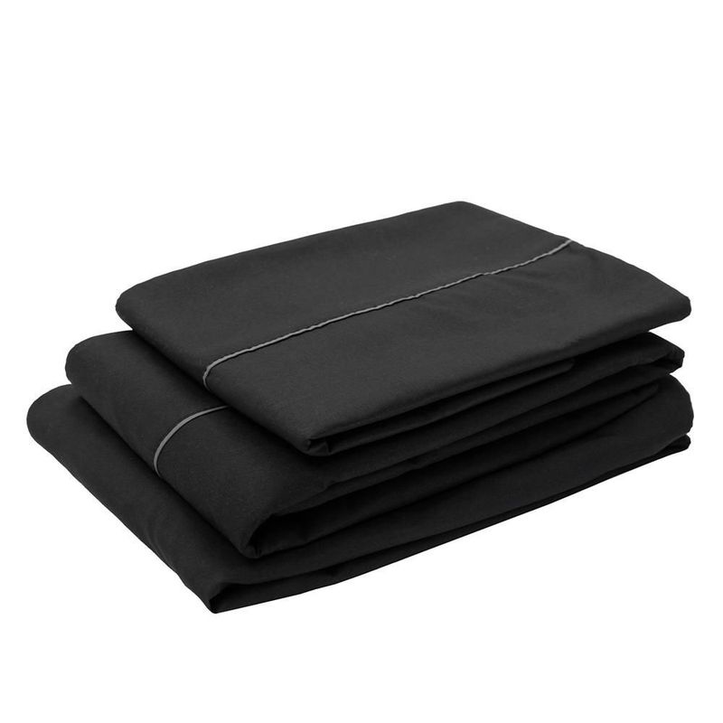 Set de Edredón Matrimonial Doble Vista Couzy Negro-Gris Oxford + Sábanas Royal TRY
