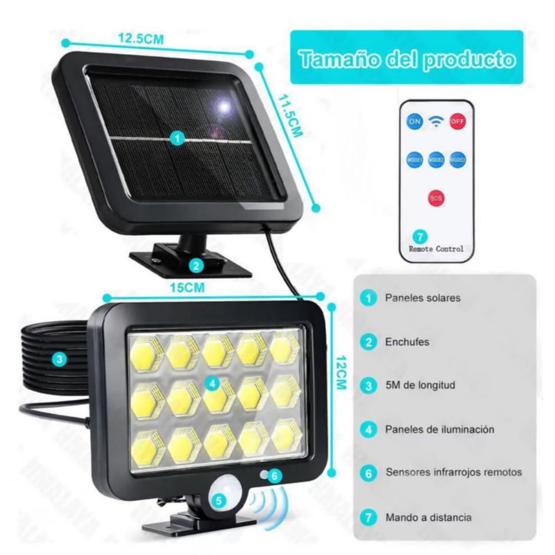2pcs Lámpara Solar De Pared Exteriores Sensor Luz 3 Modos,  Color Negro