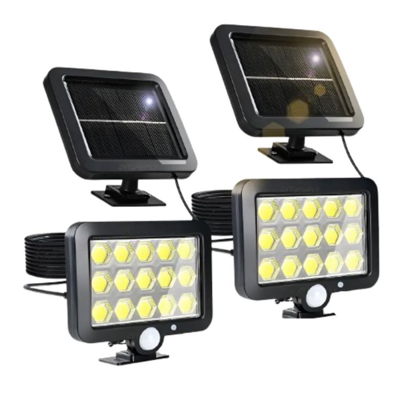 2pcs Lámpara Solar De Pared Exteriores Sensor Luz 3 Modos,  Color Negro