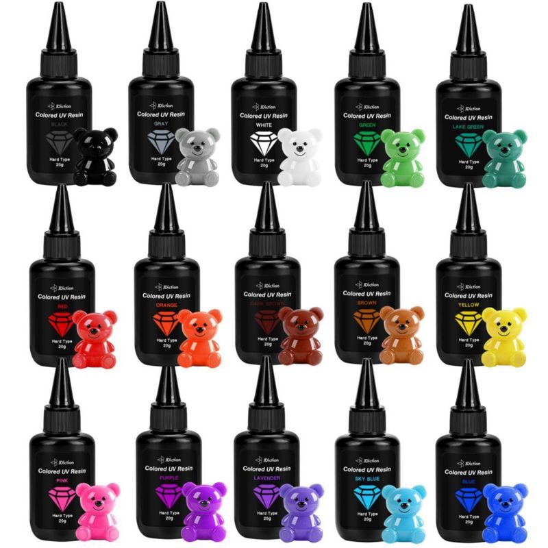 Resina UV JDiction de 15 colores 20 g cada una para joyería y manualidades