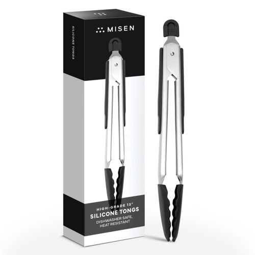 Pinzas Misen 33 cm con puntas de silicona negras aptas para lavavajillas