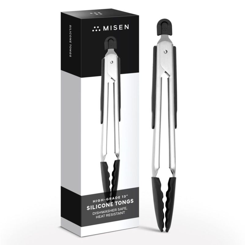 Pinzas Misen 33 cm con puntas de silicona negras aptas para lavavajillas