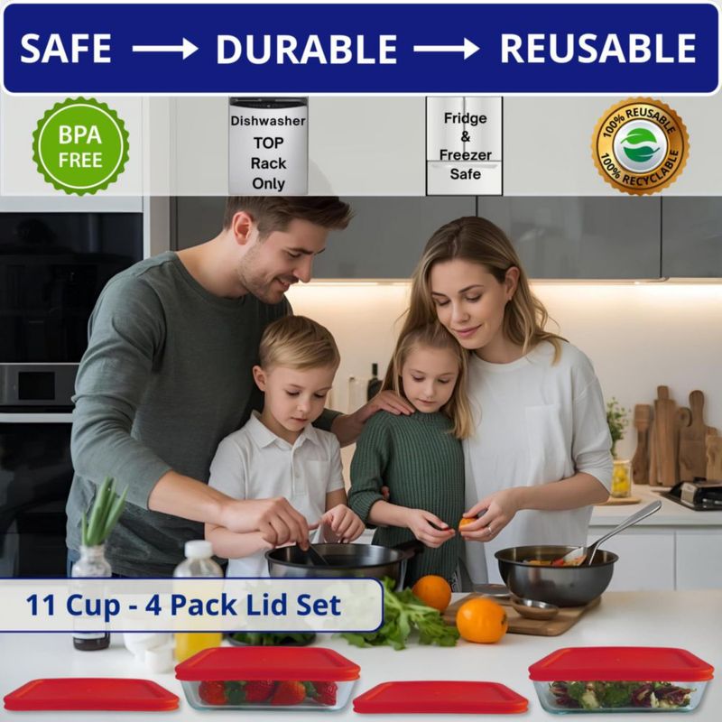 Tapa para Envase Klare Ware 26 L Rojo (Pack de 4)