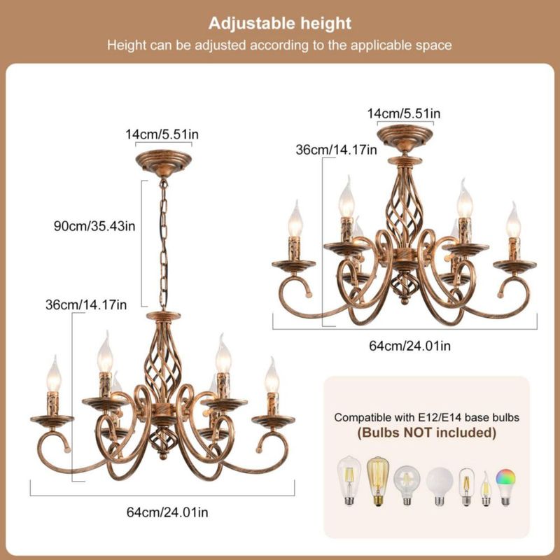 Candelabro Ganeed de 6 luces 61 cm bronce antiguo 110 V