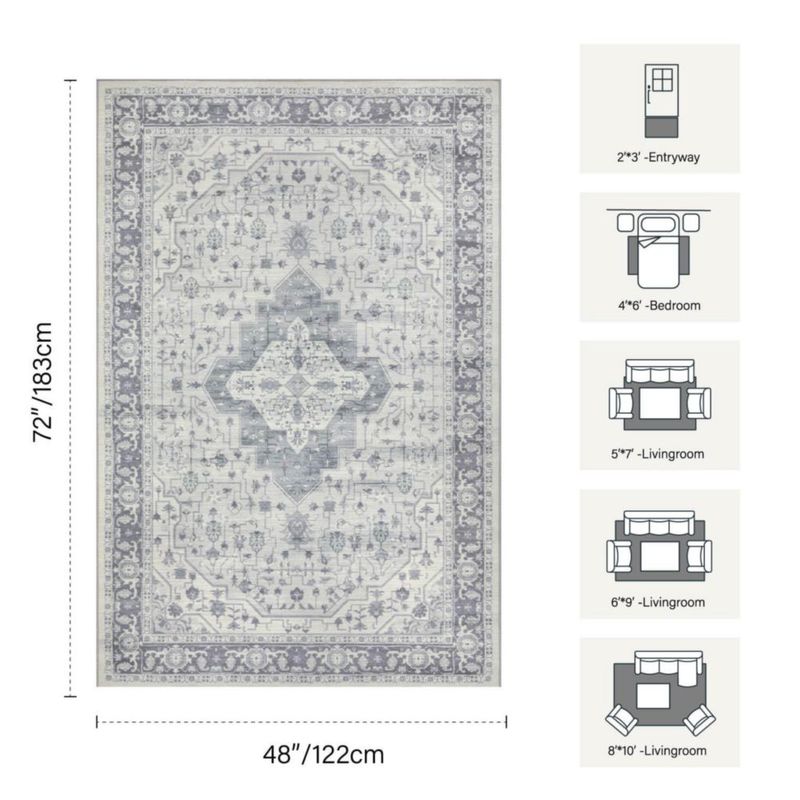 Alfombra Rugxara 122x152 cm Boho Lavable Azul